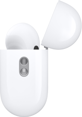 AirPods Pro（第 2 代）充电盒侧面，显示用于连接便携绳带的挂环。