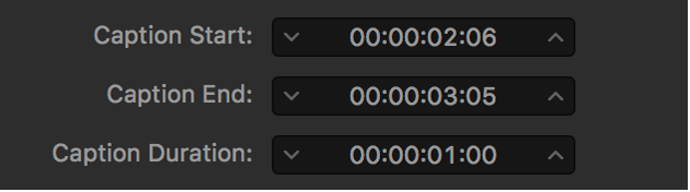 Caption timing fields in the Closed Captions inspector or Subtitles inspector