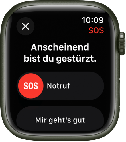 Die Anzeige „Sturzerkennung“.