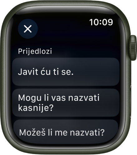 U aplikaciji Mail prikazana su tri pametna odgovora.
