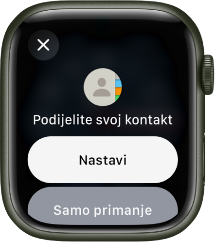 Na zaslonu značajke NameDrop prikazuju se dvije tipke – Nastavi, koja vam omogućava primanje kontakta i dijeljenje vlastitog te Samo primanje, koja služi samo za primanje kontaktnih informacija druge osobe.