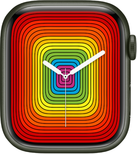 De wijzerplaat Pride analoog met de schermvullende stijl.