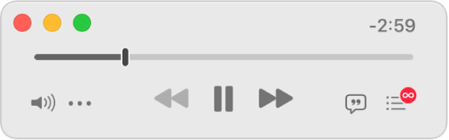 The smaller Music Mini Player, showing only the controls (and not the album artwork).