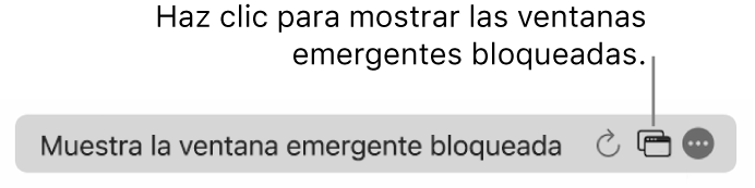 El campo de búsqueda inteligente con un icono para mostrar las ventanas emergentes bloqueadas.