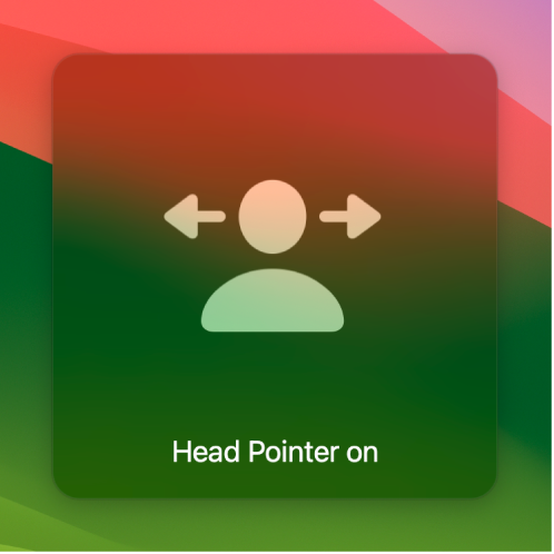 La alerta que se muestra brevemente para indicar que el puntero con seguimiento de cabeza está activado.