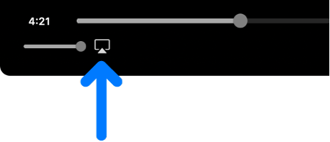 Các điều khiển phát lại trong ứng dụng Apple TV. Biểu tượng video AirPlay nằm bên dưới thanh tiến trình.