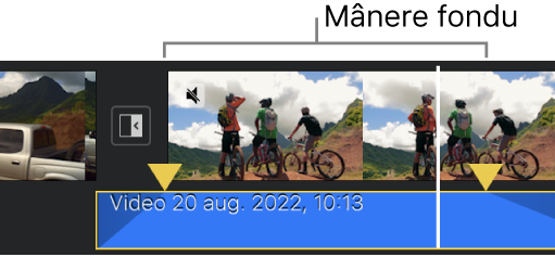 Mânerele de fondu într-un clip audio din cronologie.