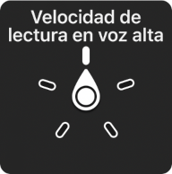 El control del rotor con la carátula apuntando hacia la configuración Velocidad de habla.