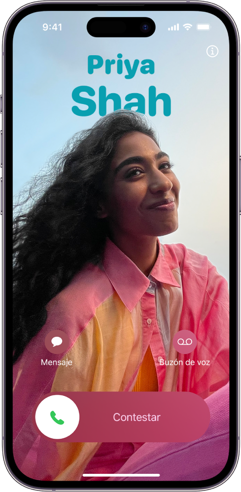 La pantalla de llamada del iPhone con un póster de contacto único.