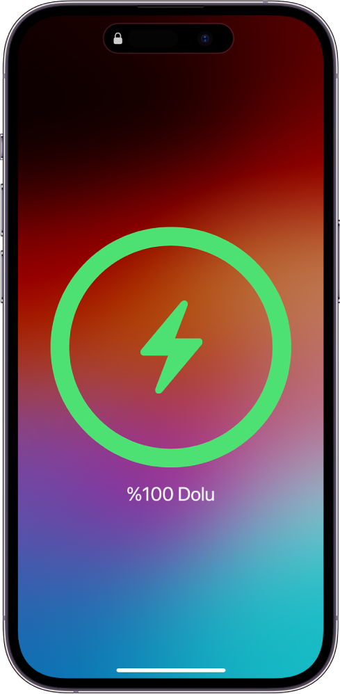 Pilin %100 dolu olduğunu gösteren bir iPhone ekranı.