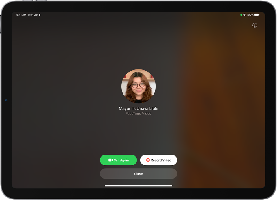 Kuva Record Video, mis näitab, et kõnele vastaja pole saadaval. Kuvas on nupud Call Again ja Record Video, mida saate vajutada videosõnumi salvestamiseks.
