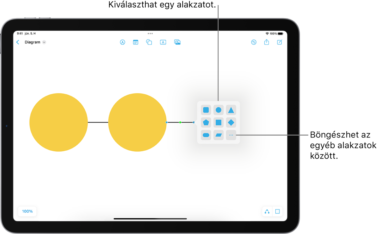 Egy diagram kerül hozzáadásra új alakzattal.