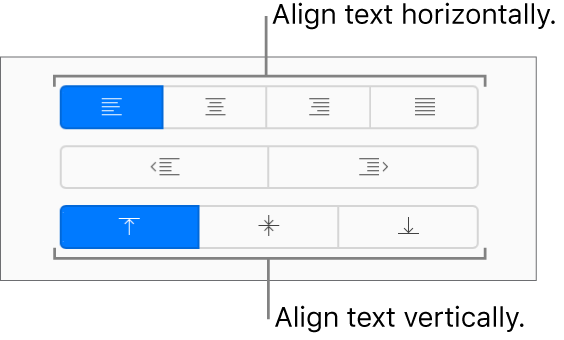 The vertical and horizontal text alignment buttons in the Format sidebar.