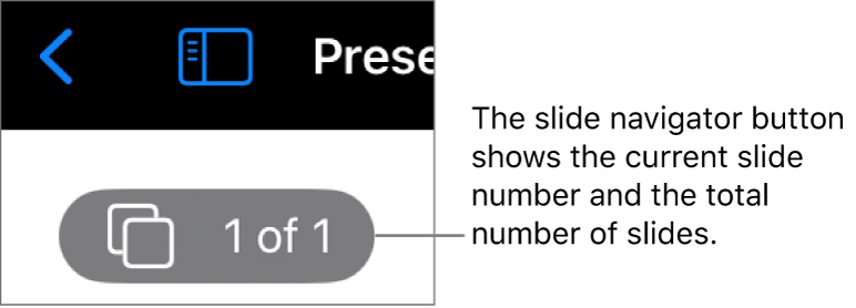 The slide navigator button showing the current slide number and the total number of slides in the presentation.