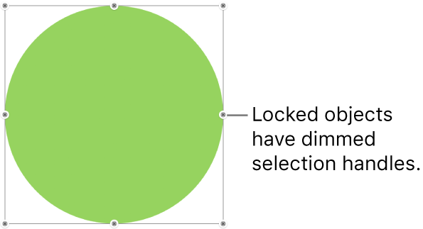 A locked object with dimmed selection handles.