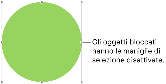 Un oggetto bloccato con maniglie di selezione grigie.