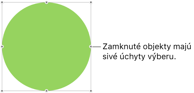 Zamknutý objekt s neaktívnymi úchytmi výberu.