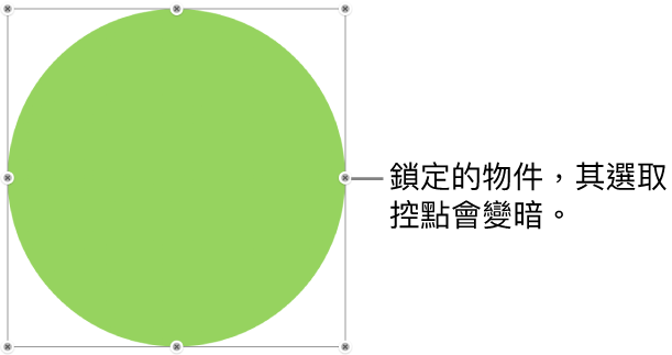 鎖定的物件顯示變暗的選取控點。