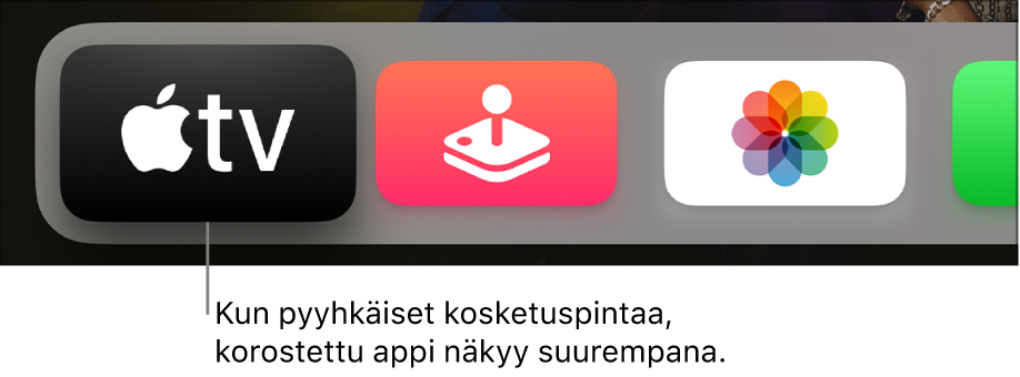 Valittu appi Koti-valikossa