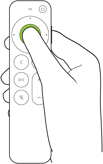 Illustration qui montre l’action d’appuyer sur le centre de la surface cliquable