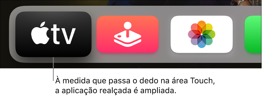 Aplicação selecionada no ecrã principal