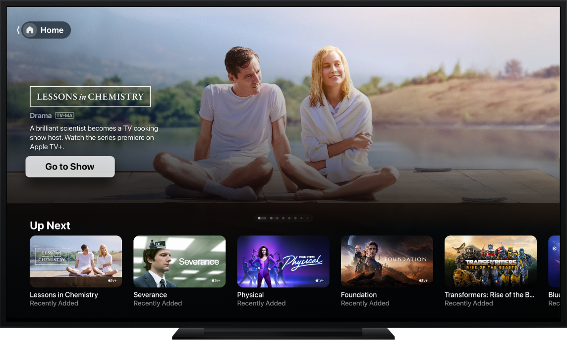 Apple TV app shown on TV