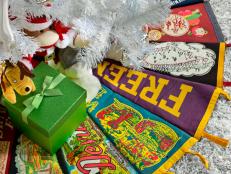 Vintage School Pennant Christmas Tree Skirt