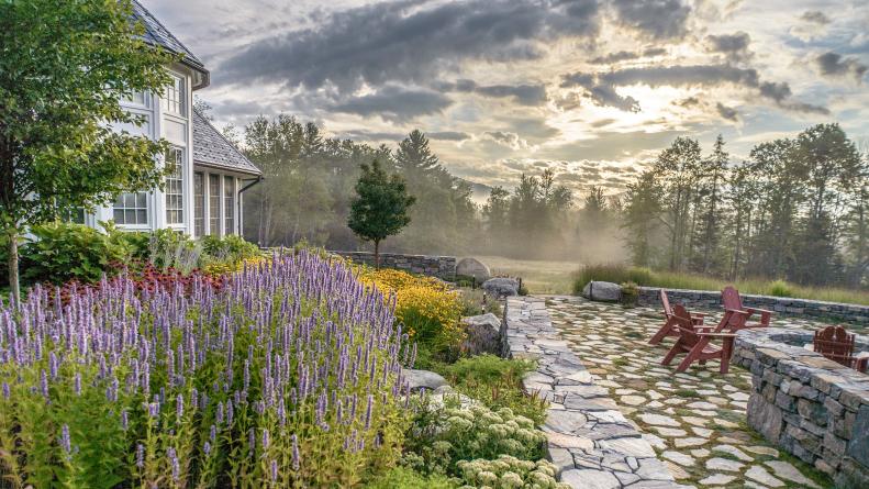 Bucolic Outdoor Space with Masonry and Stone Pavers