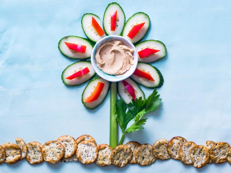 Hummus and Veggie Flowers