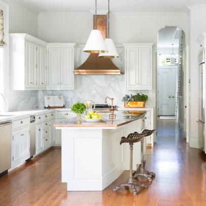 Classic Blue And White Front Door With White And Gold Accents And Pendant