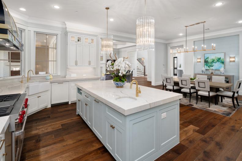 Kitchen With Cylindrical Pendants