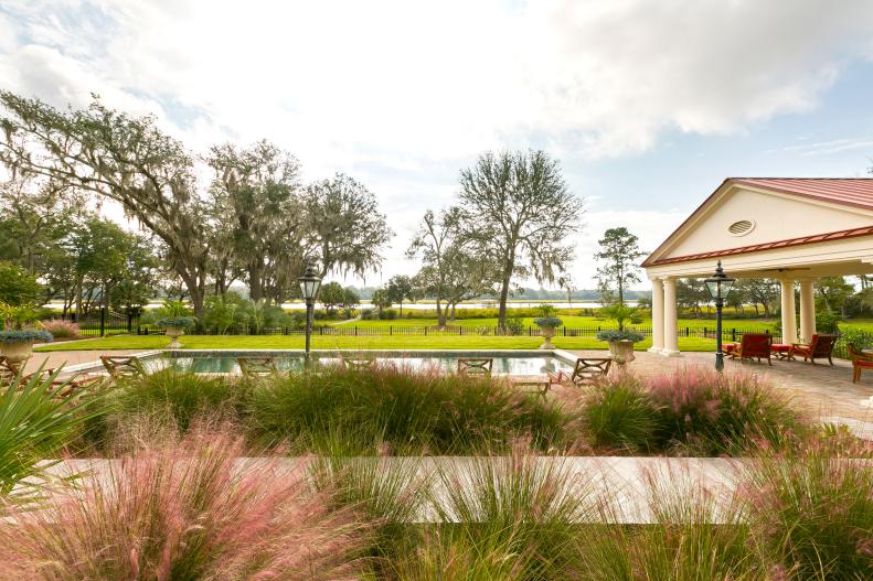 Pink Grasses and Pool