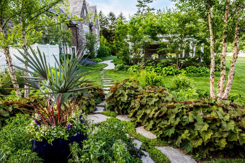 Path and Blue Container Garden