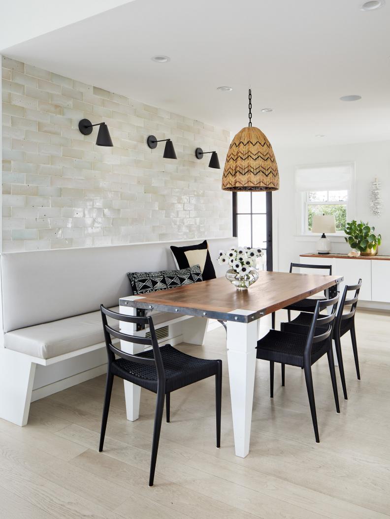 Black and White Breakfast Nook With Bench Seat