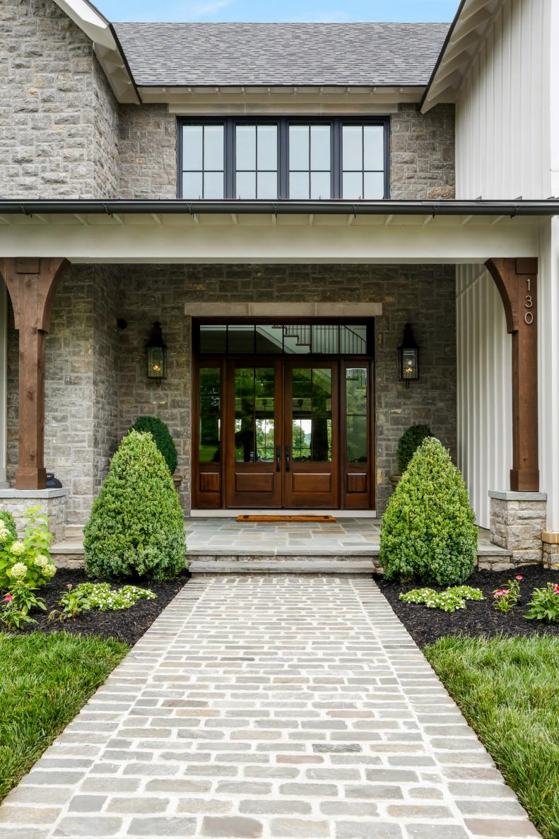 Wood Front Door and Columns