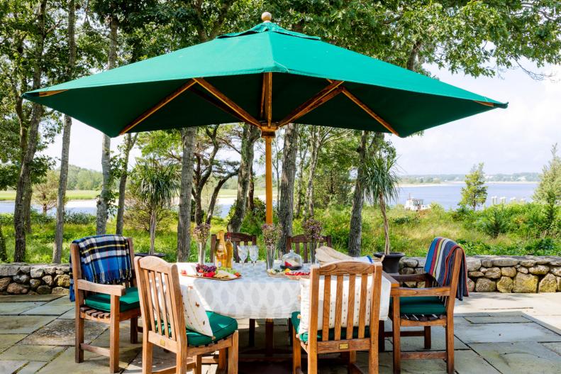 Patio With Green Umbrella