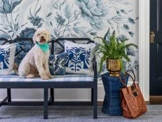 This blue and white floral entry was featured in HGTV Magazine.