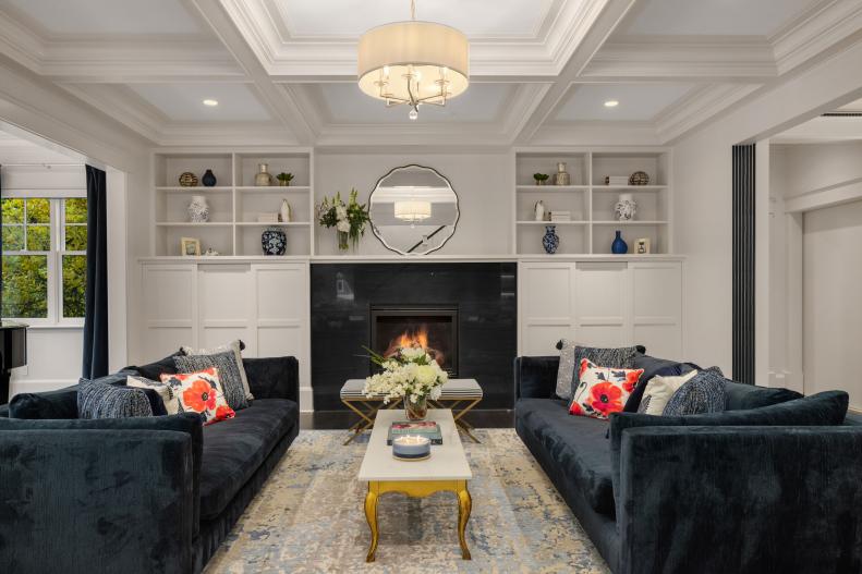 White Living Room With Gold Table