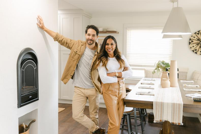 As seen on HGTV’s Build It Forward, hosts Shane Duffy and Taniya Nayak pose for a portrait.