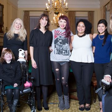 L-R: Bethany Townsend, Kirsty Howard, Louise Court, Samantha Cameron, Paris Lees, Temi Mwale, Neha Pathak, Ellen Nabarro, Tom Nabarro.