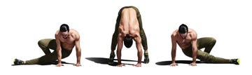 Physical fitness, Press up, Arm, Standing, Yoga, Fitness professional, Muscle, Joint, Stretching, Shoulder, 