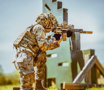 a soldier holding a gun