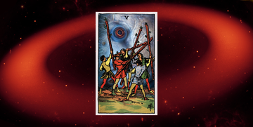 five of wands tarot card