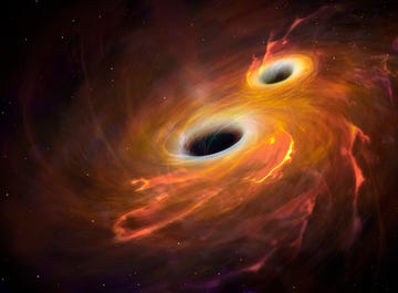 artwork of black holes merging, illustration