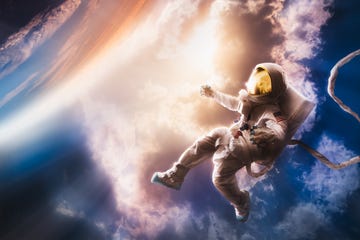 astronaut floating in atmosphere