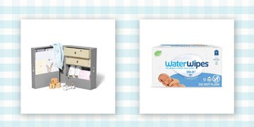baby keepsake box and water wipes
