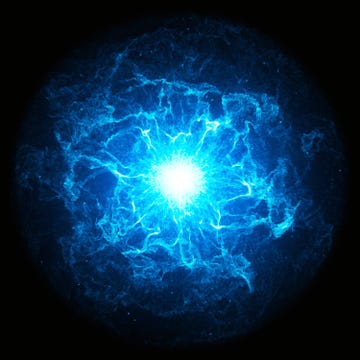 blue glowing energy ball on black background