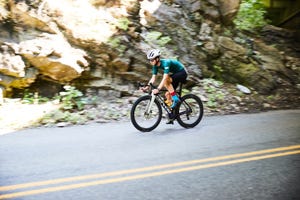 road cyclist in a low aggressive riding position