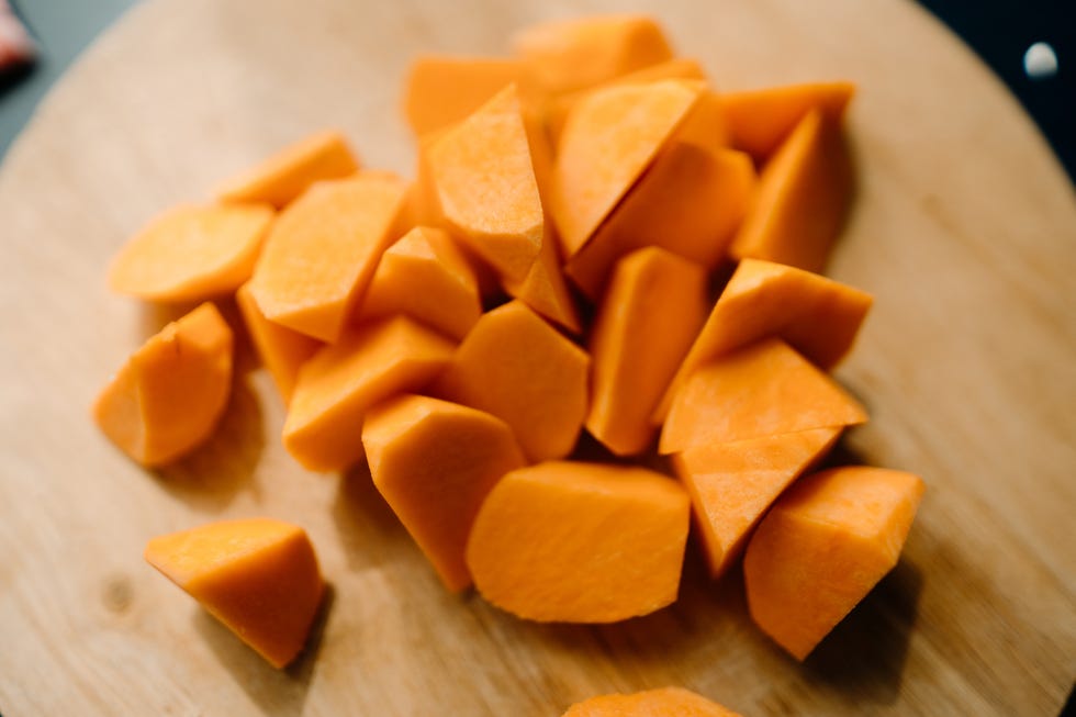 good carbs to eat, chopped sweet potato