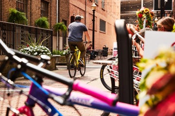 a person riding a bicycle